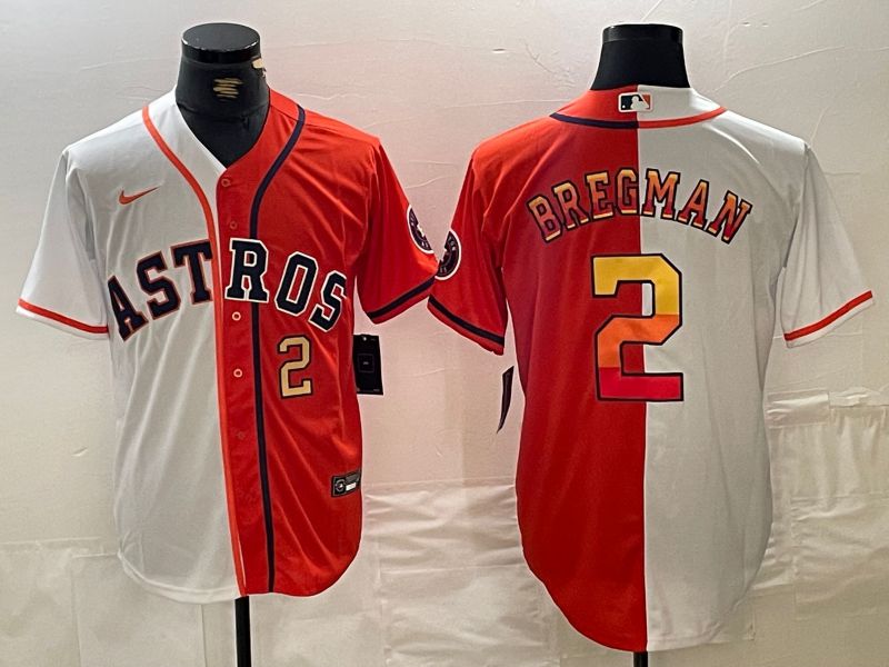 Men Houston Astros #2 Bregman White orange Nike 2024 MLB Jersey style 3->->